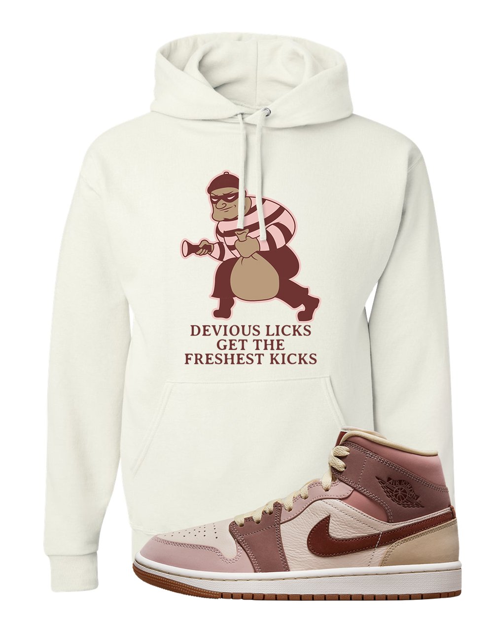 Pink Sand Mauve Mid 1s Hoodie | Devious Licks, White