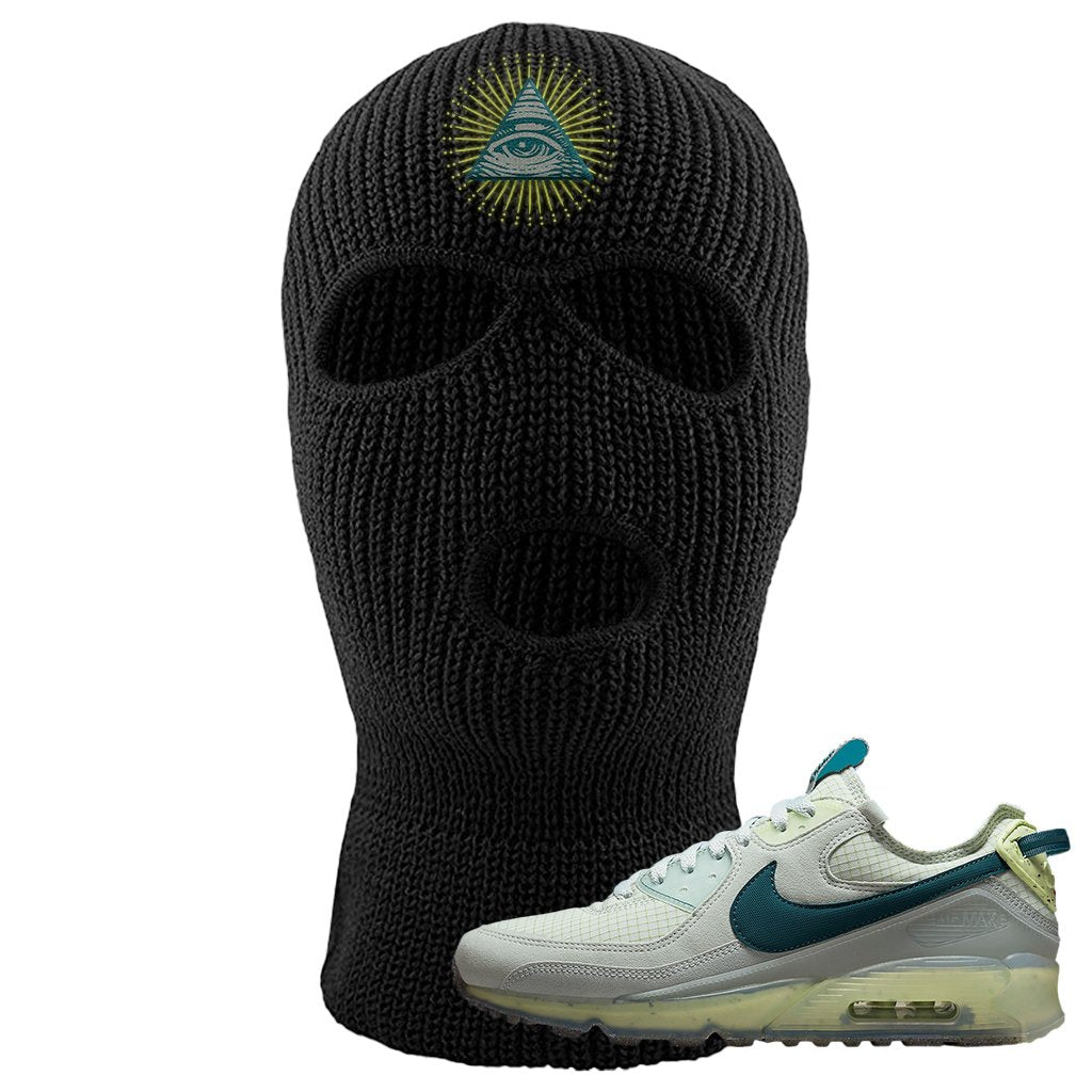 Seafoam Dark Teal Green 90s Ski Mask | All Seeing Eye, Black