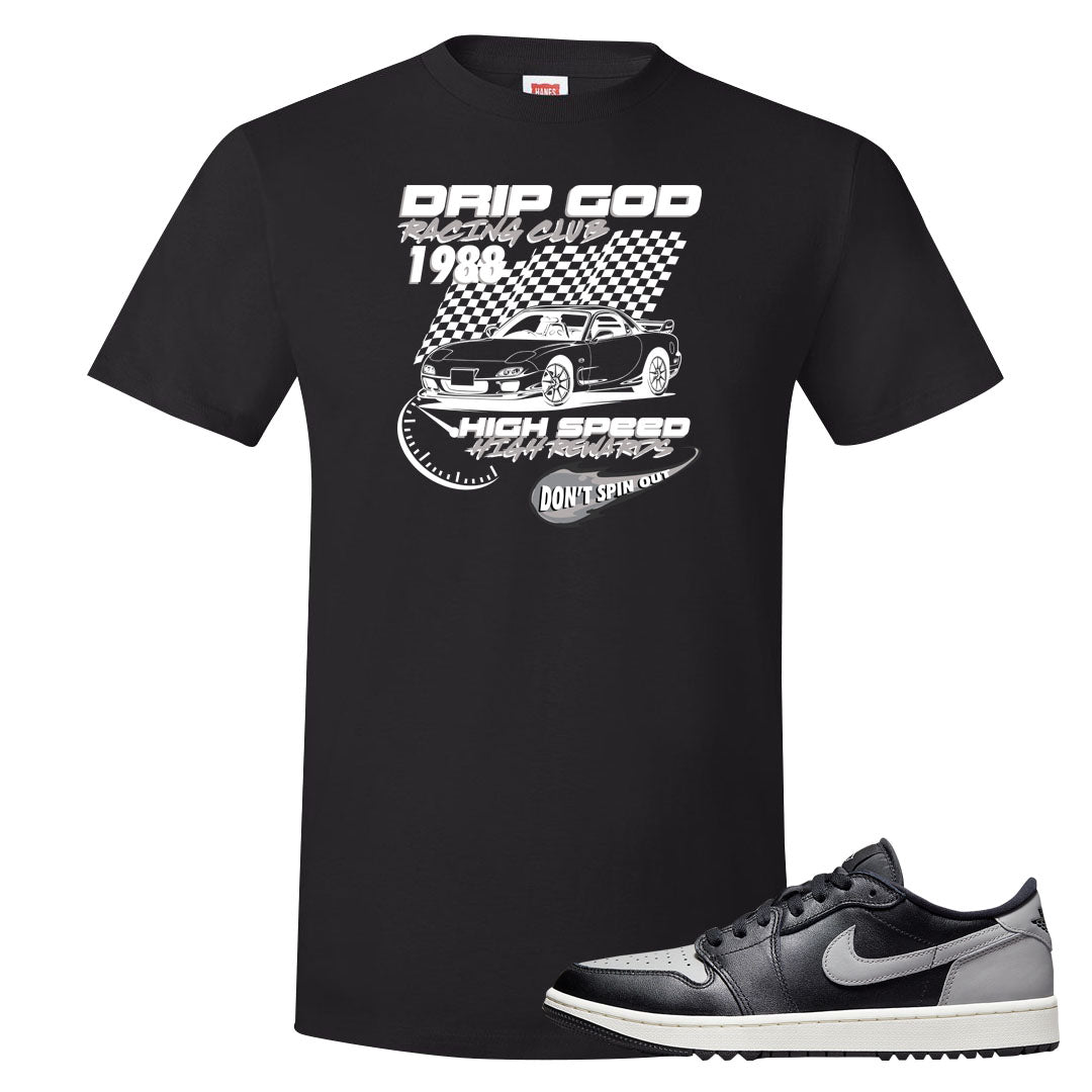 Shadow Golf Low 1s T Shirt | Drip God Racing Club, Black