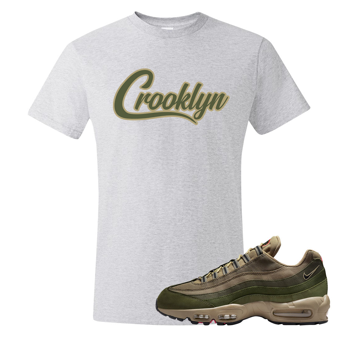 Medium Olive Rough Green 95s T Shirt | Crooklyn, Ash