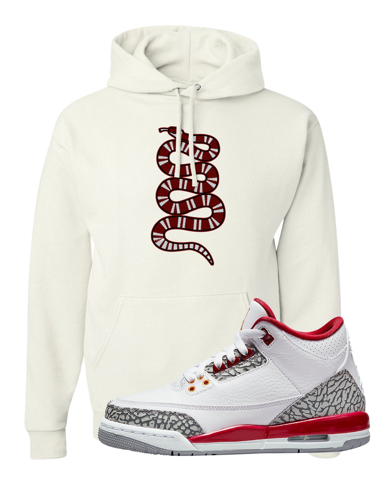 Cardinal Red 3s Hoodie | Coiled Snake, White