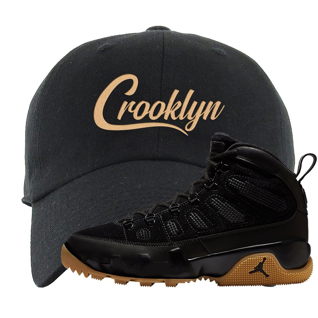 NRG Black Gum Boot 9s Dad Hat | Crooklyn, Black