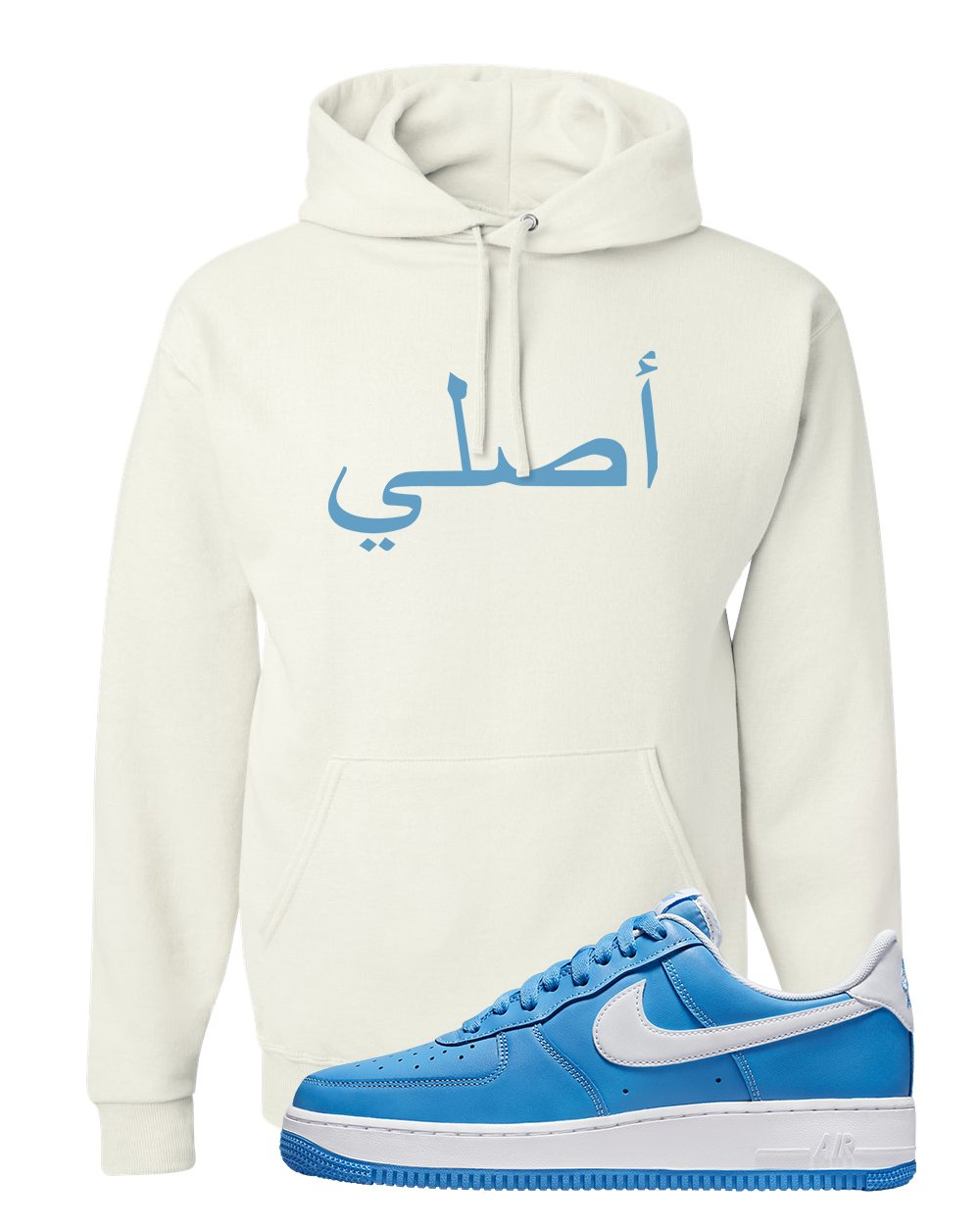 University Blue Low AF1s Hoodie | Original Arabic, White