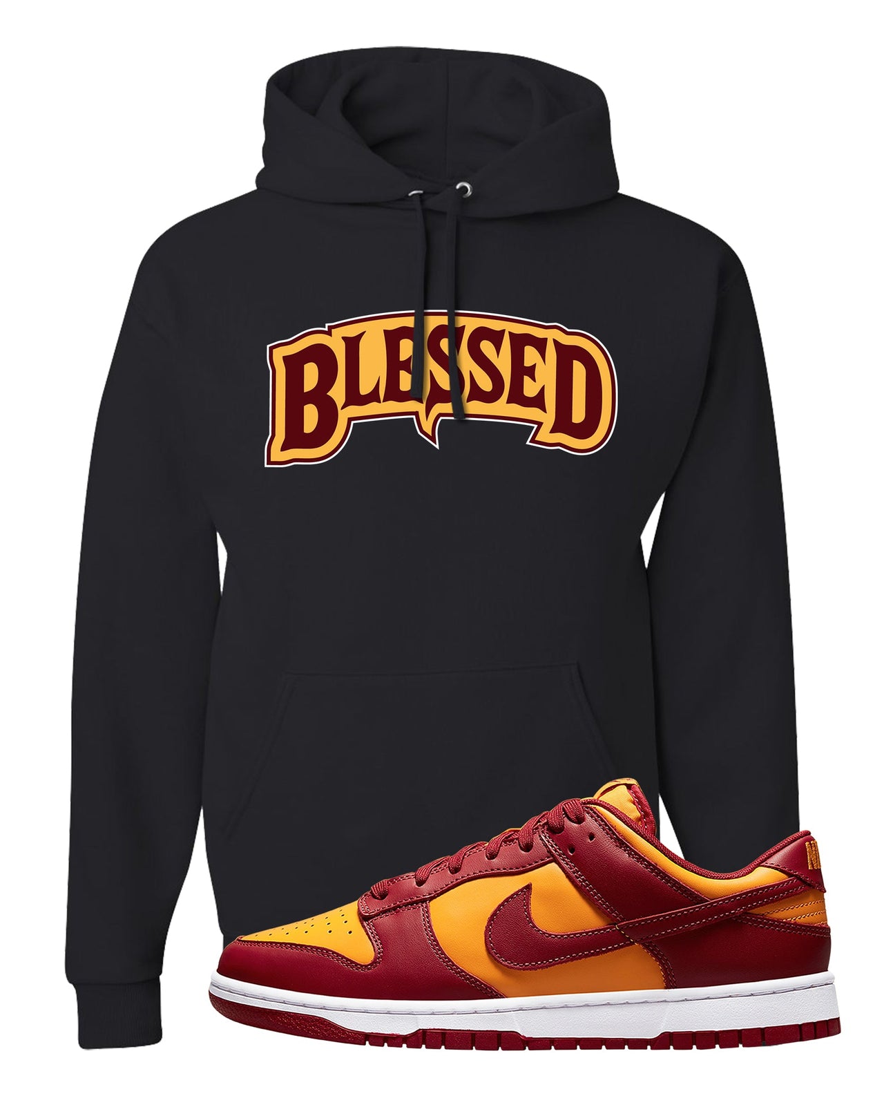 Midas Gold Low Dunks Hoodie | Blessed Arch, Black