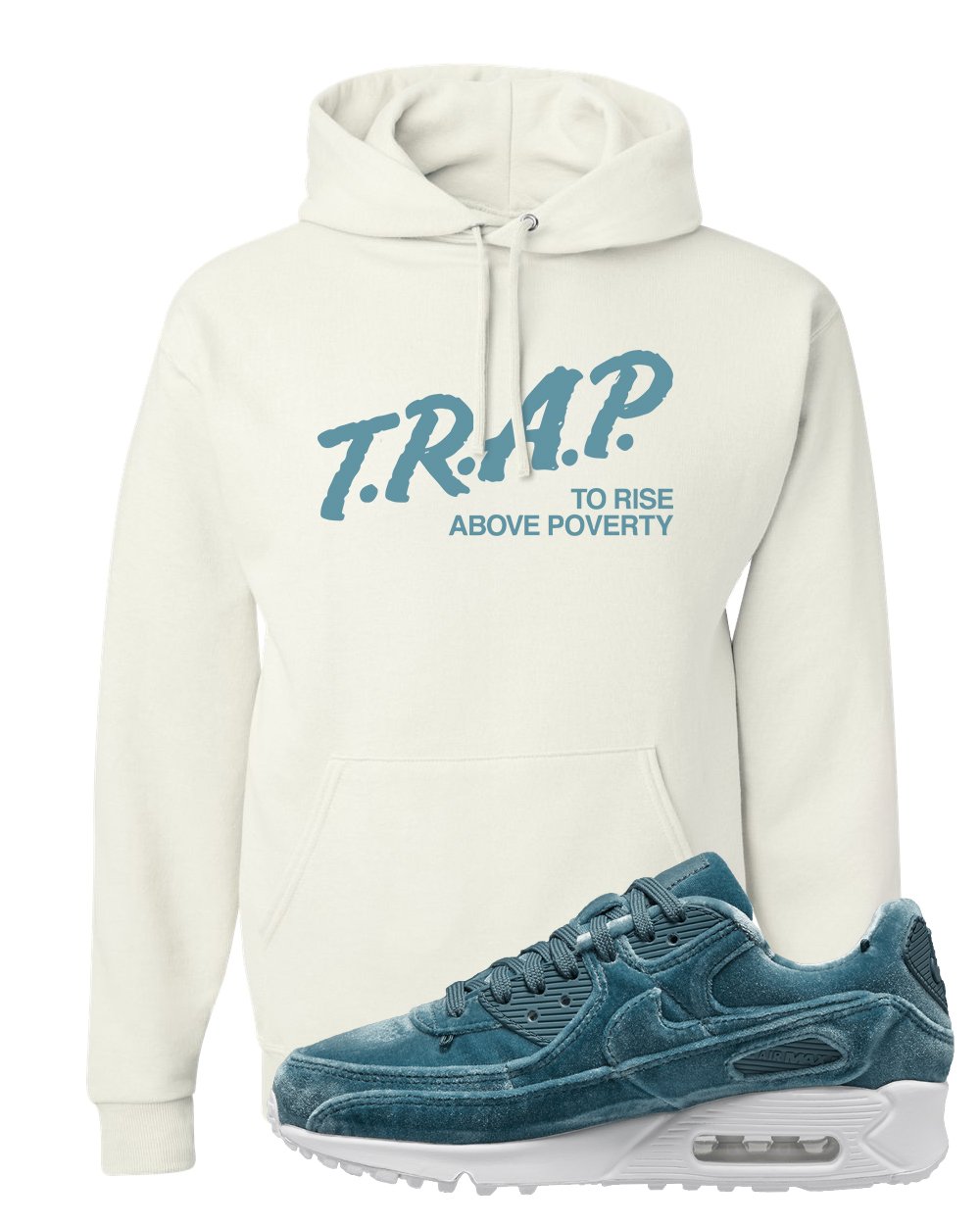 Blue Velvet 90s Hoodie | Trap To Rise Above Poverty, White