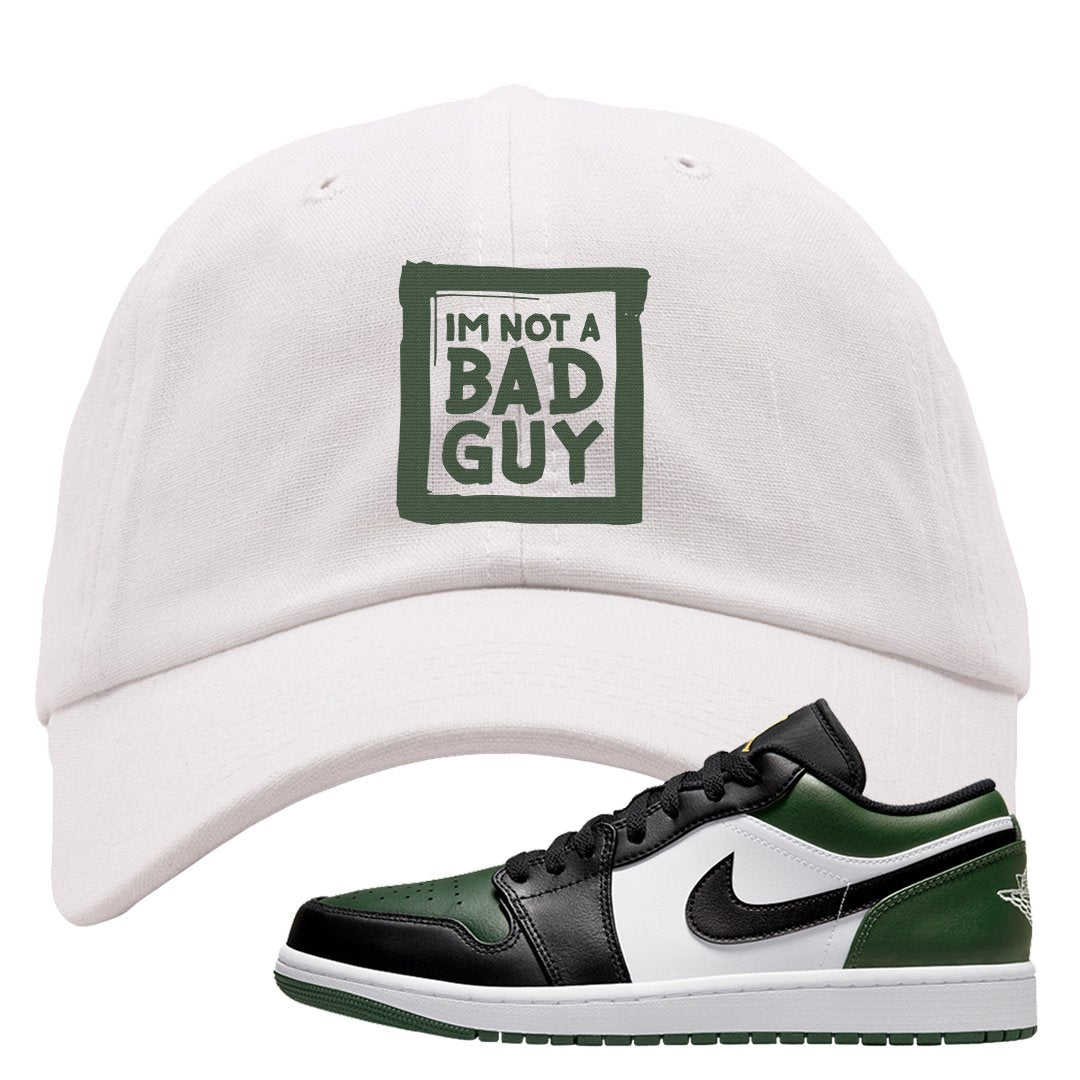 Green Toe Low 1s Dad Hat | I'm Not A Bad Guy, White