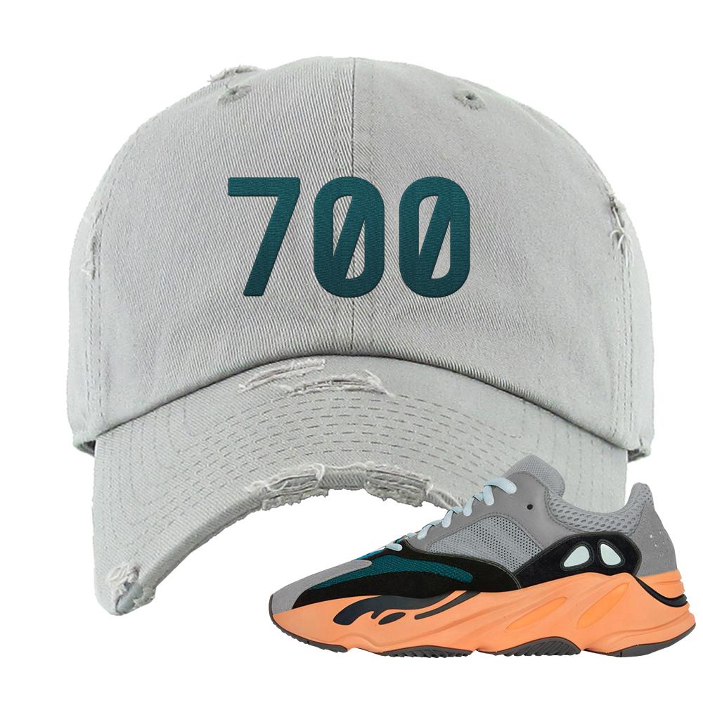 Wash Orange 700s Distressed Dad Hat | 700, Light Gray