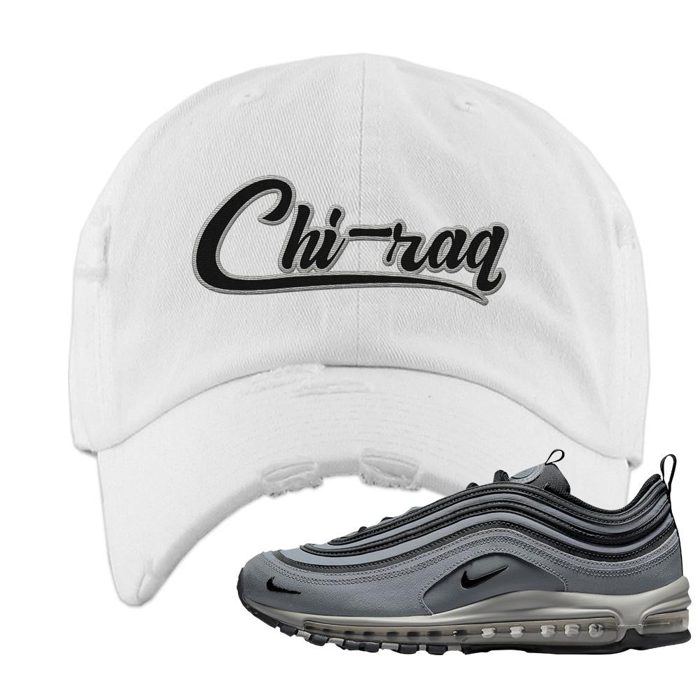 Grayscale 97s Distressed Dad Hat | Chiraq, White