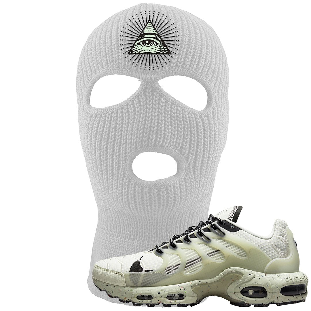 Terrascape Light Bone Pluses Ski Mask | All Seeing Eye, White
