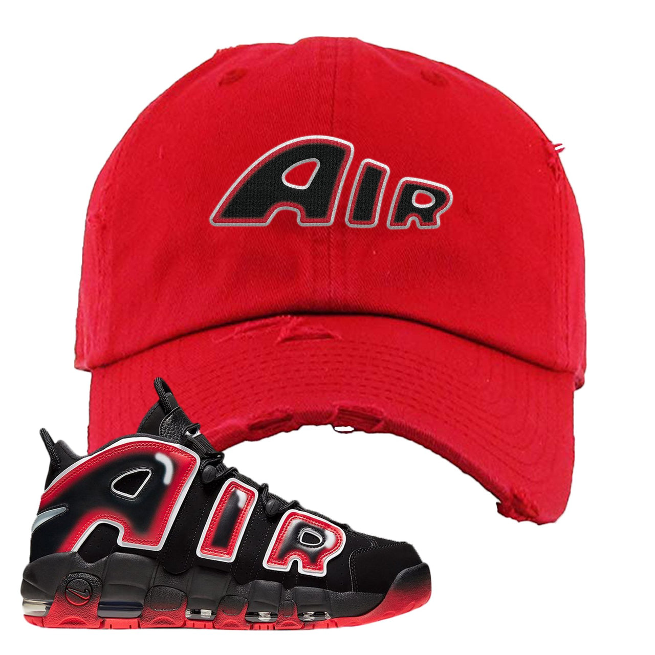 Air More Uptempo Laser Crimson Air From The Sneaker Red Sneaker Hook Up Distressed Dad Hat