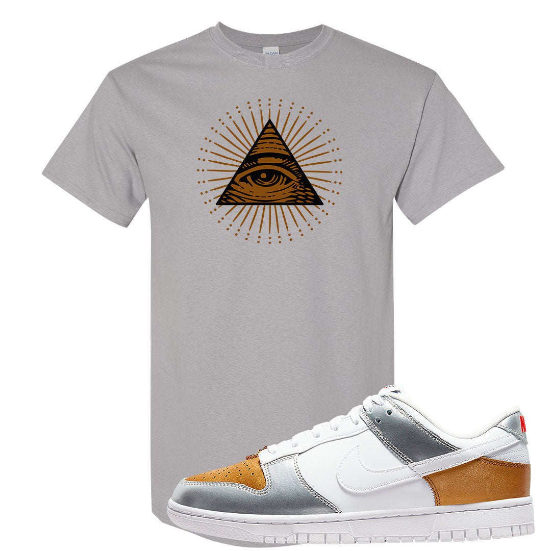 Gold Silver Red Low Dunks T Shirt | All Seeing Eye, Gravel