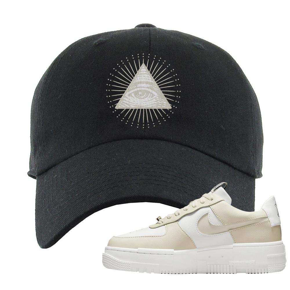 Pixel Cream White Force 1s Dad Hat | All Seeing Eye, Black