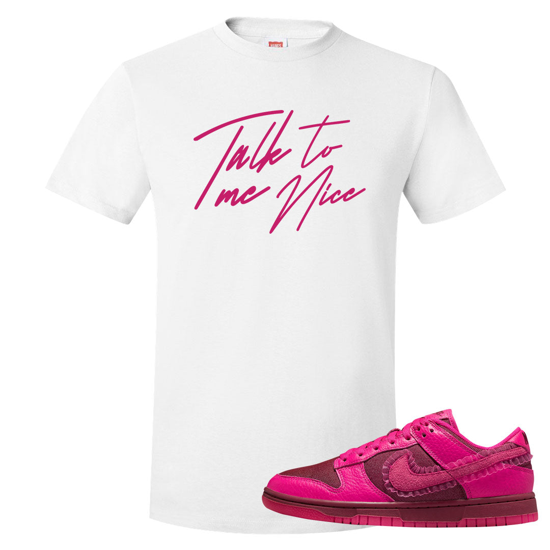 2022 Valentine's Day Low Dunks T Shirt | Talk To Me Nice, White