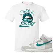 White Grey Turquoise High Dunks T Shirt | Talk Is Cheap, White