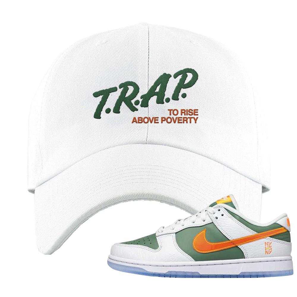 SB Dunk Low NY vs NY Dad Hat | Trap To Rise Above Poverty, White
