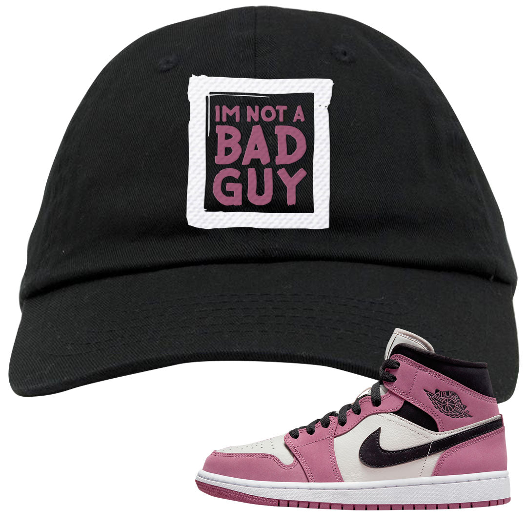 Berry Black White Mid 1s Dad Hat | I'm Not A Bad Guy, Black