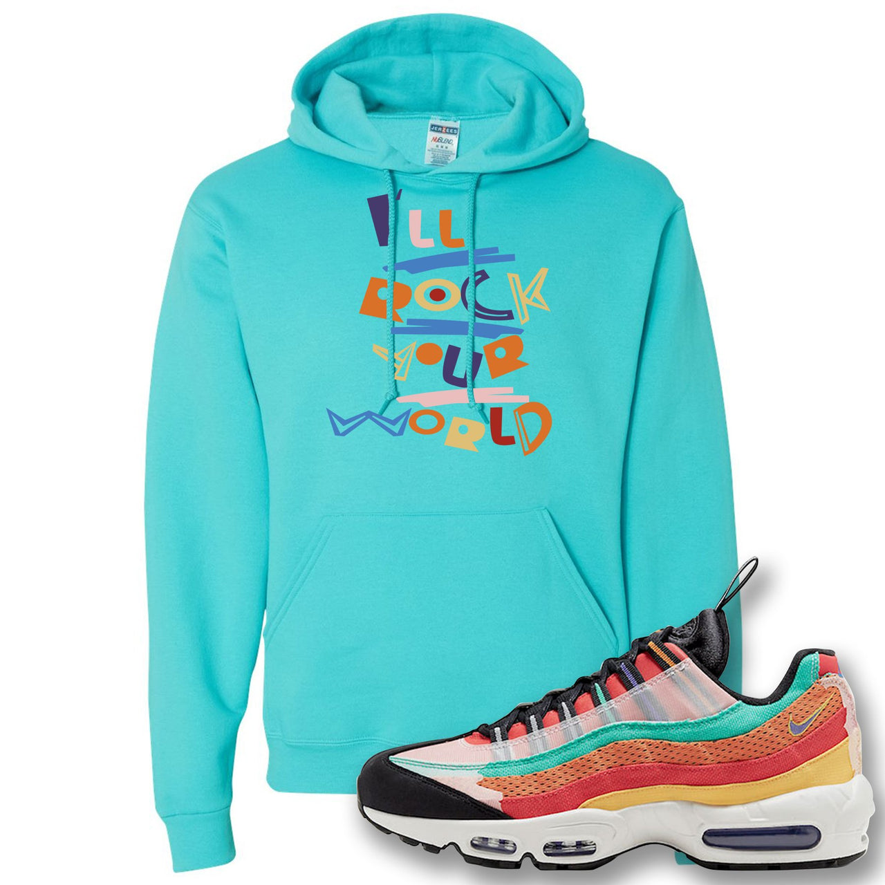 Air Max 95 Black History Month Sneaker Scuba Blue Pullover Hoodie | Hoodie to match Nike Air Max 95 Black History Month Shoes | I'll Rock Your World