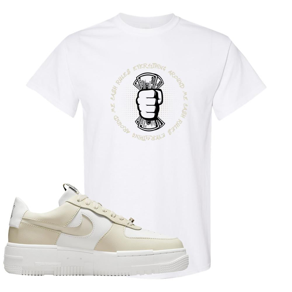 Pixel Cream White Force 1s T Shirt | Cash Rules Everything Around Me, White