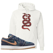 Denim Gum Bottom Low 1s Hoodie | Coiled Snake, White