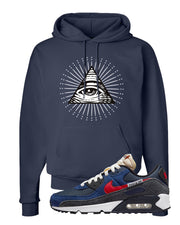 AMRC 90s Hoodie | All Seeing Eye, Navy Blue