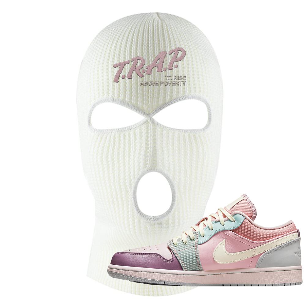 Air Jordan 1 Low Pastel Ski Mask | Trap To Rise Above Poverty, White