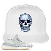 Yeezy Boost 350 Cloud White Non-Reflective Skull Sneaker Matching White Snapback Hat