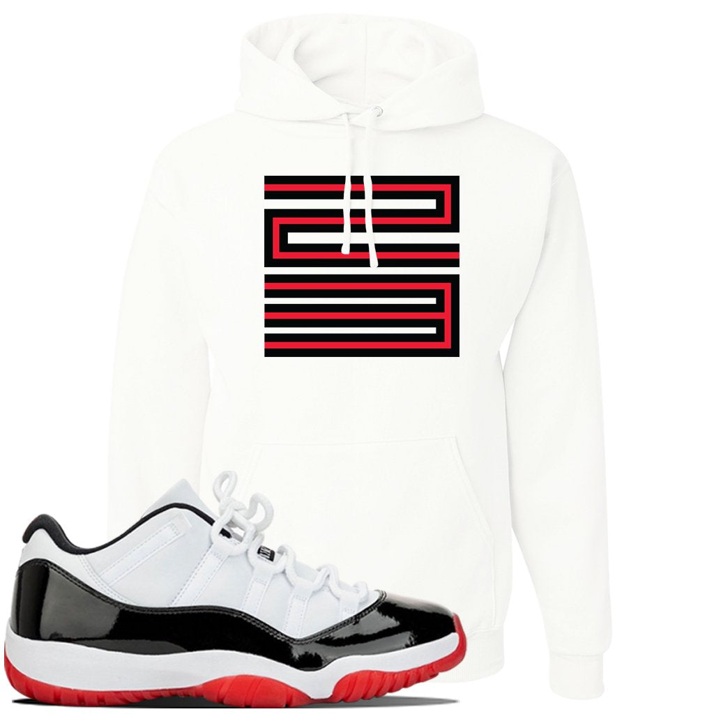 Jordan 11 Low White Black Red Sneaker White Pullover Hoodie | Hoodie to match Nike Air Jordan 11 Low White Black Red Shoes | Jordan 11 23