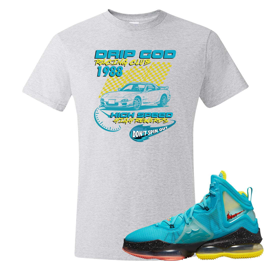 South Beach Christmas Bron 19s T Shirt | Drip God Racing Club, Ash