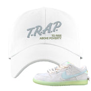 Mummy Low Dunks Dad Hat | Trap To Rise Above Poverty, White