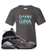 Jordan 8 N7 Pendleton Damn Gina Charcoal Gray Sneaker Hook Up Kid's T-Shirt