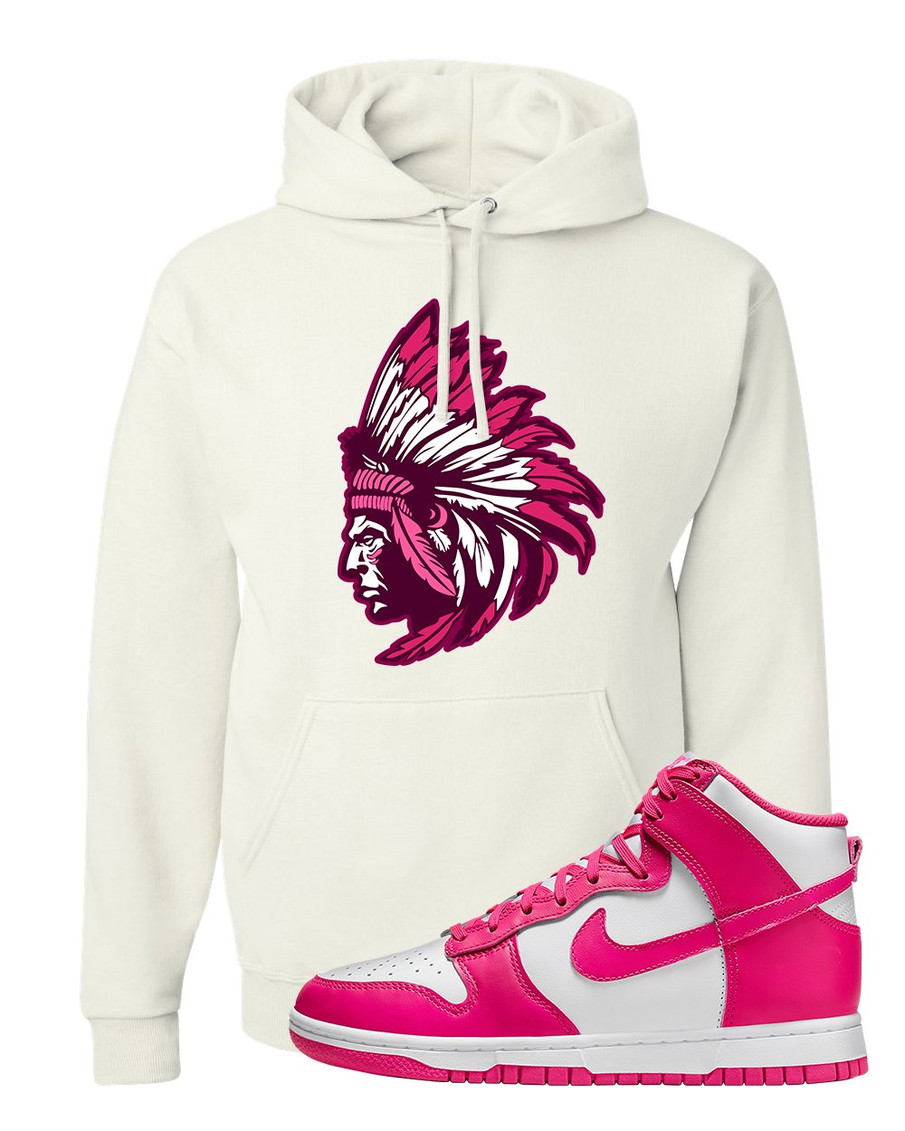 Pink Prime High Dunks Hoodie | Indian Chief, White