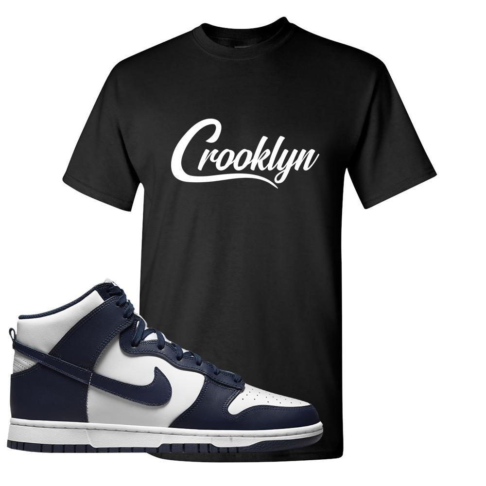 Midnight Navy High Dunks T Shirt | Crooklyn, Black