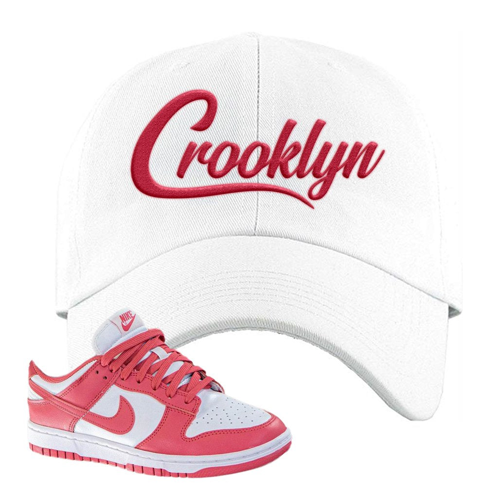 Archeo Pink Low Dunks Dad Hat | Crooklyn, White