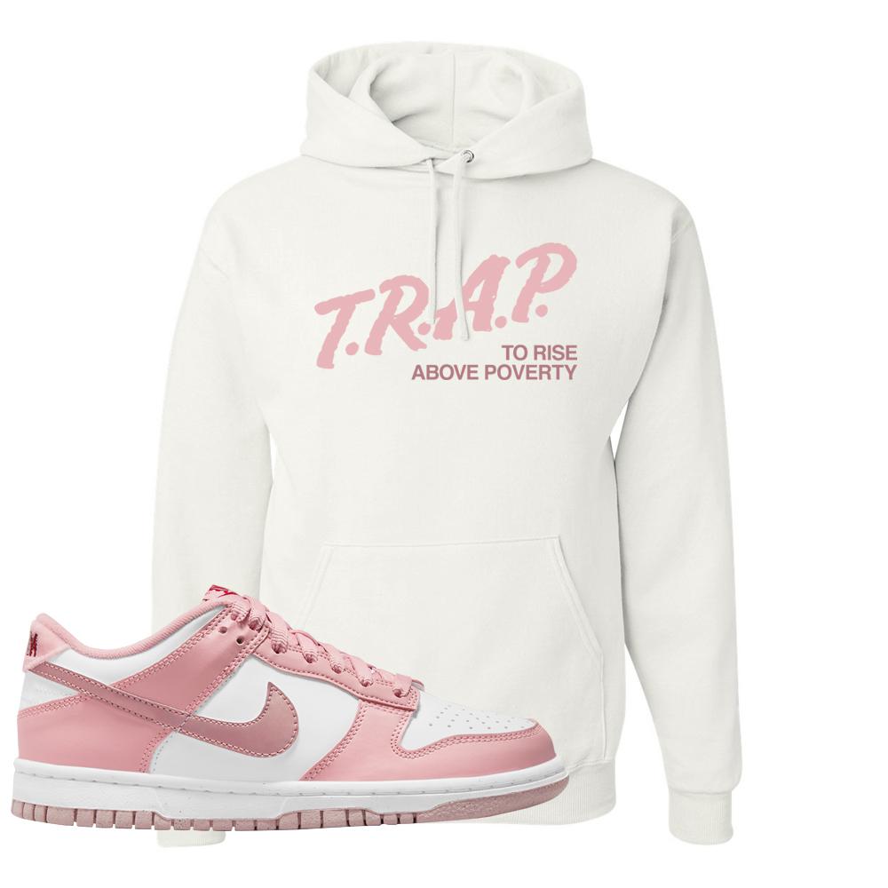 Pink Velvet Low Dunks Hoodie | Trap To Rise Above Poverty, White