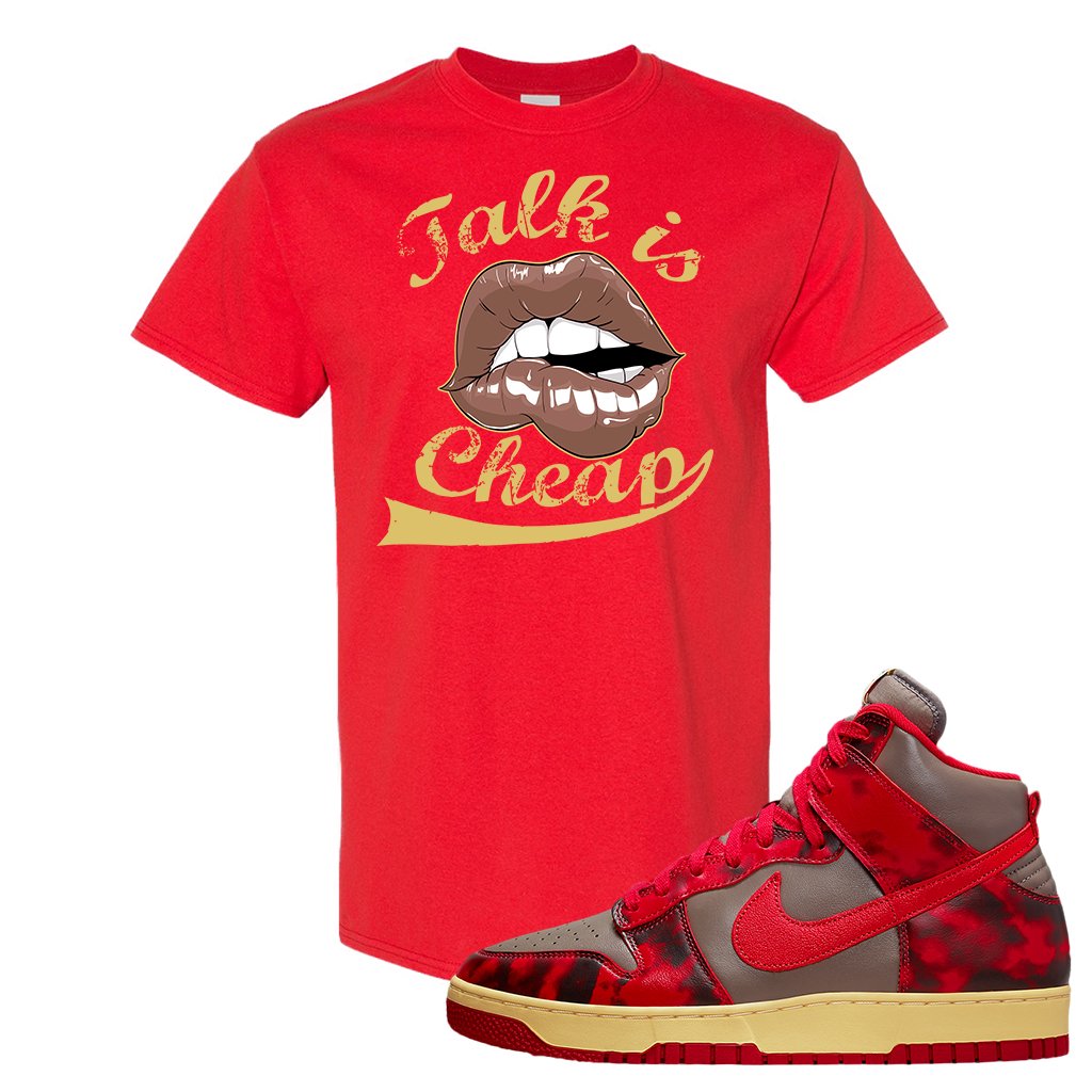 Acid Wash Red 1985 High Dunks T Shirt | Talk Lips, Red