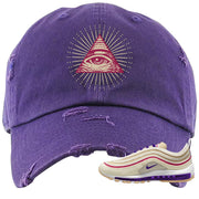 Sprung Sail 97s Distressed Dad Hat | All Seeing Eye, Purple