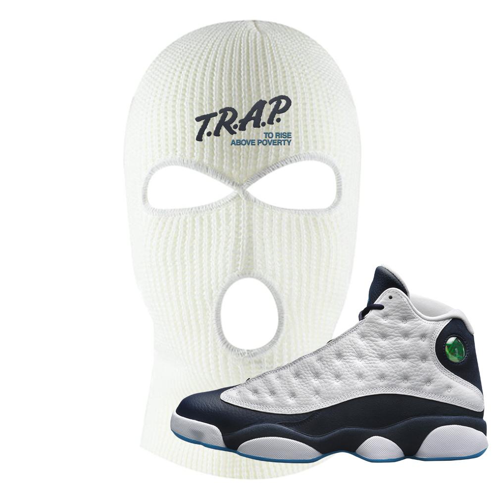 Obsidian 13s Ski Mask | Trap To Rise Above Poverty, White