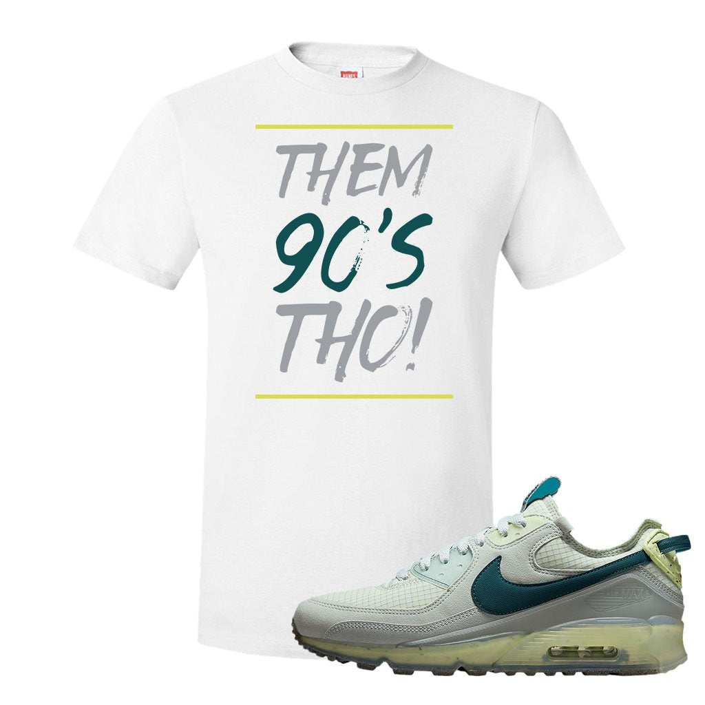 Seafoam Dark Teal Green 90s T Shirt | Them 90's Tho, White