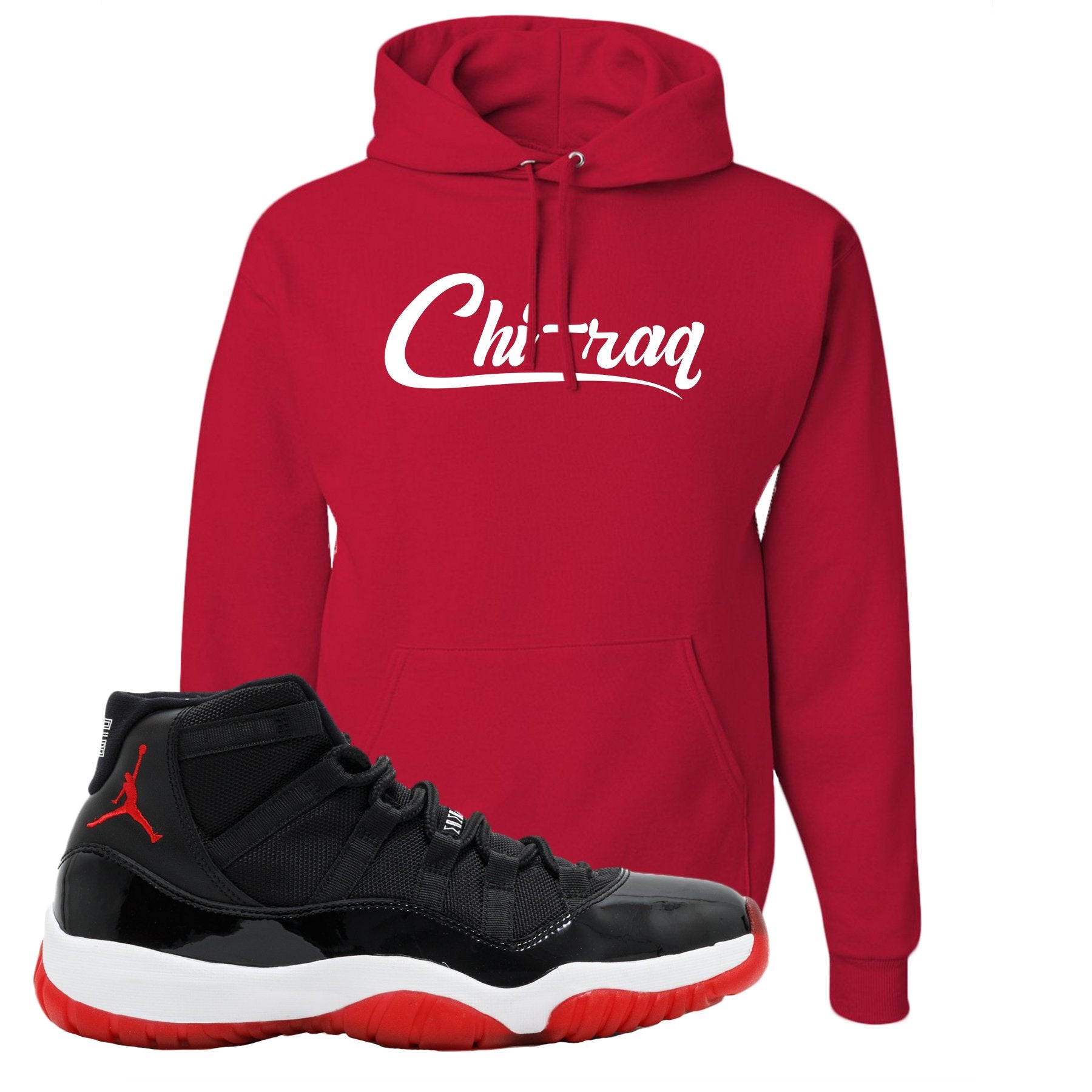 Jordan 11 Bred Chi-raq Red Sneaker Hook Up Pullover Hoodie