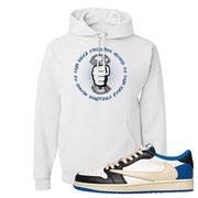 Sail Black Military Blue Shy Pink Low 1s Hoodie | Cash Rules Everything Around Me, White