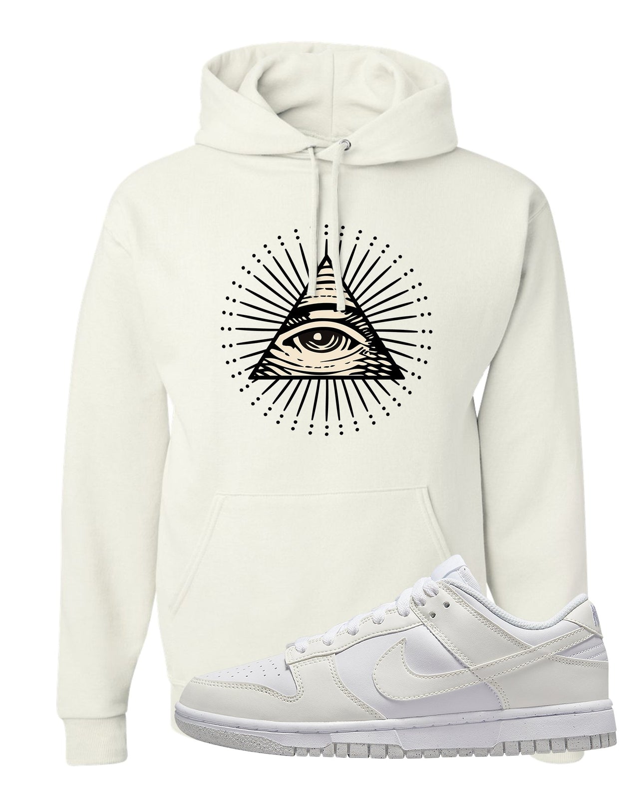 Next Nature White Low Dunks Hoodie | All Seeing Eye, White