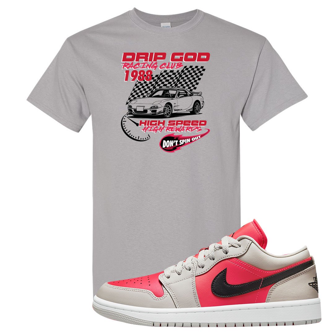 Light Iron Ore Low 1s T Shirt | Drip God Racing Club, Gravel