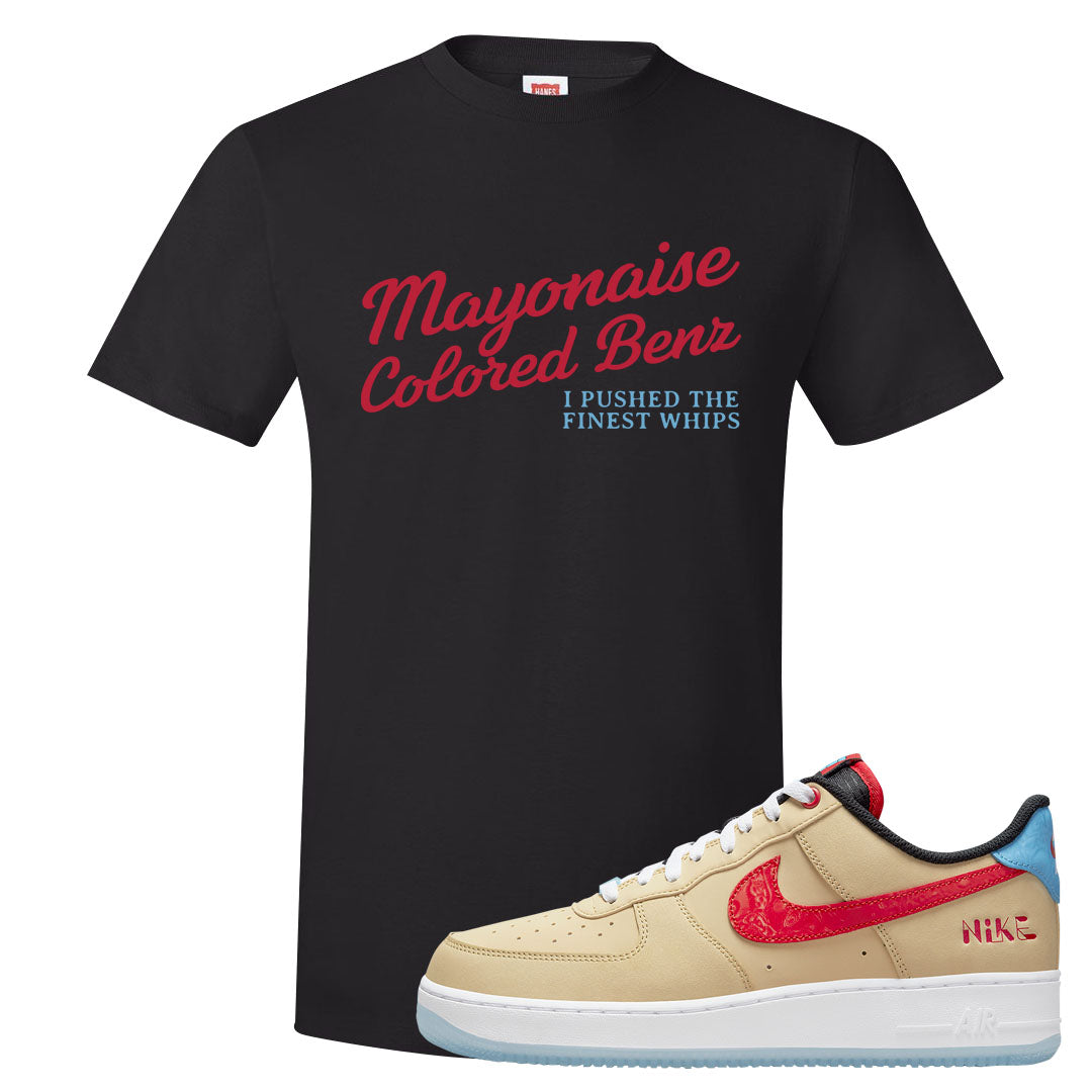 Satellite AF 1s T Shirt | Mayonaise Colored Benz, Black