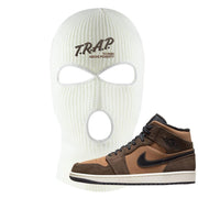 Earthy Brown Mid 1s Ski Mask | Trap To Rise Above Poverty, White