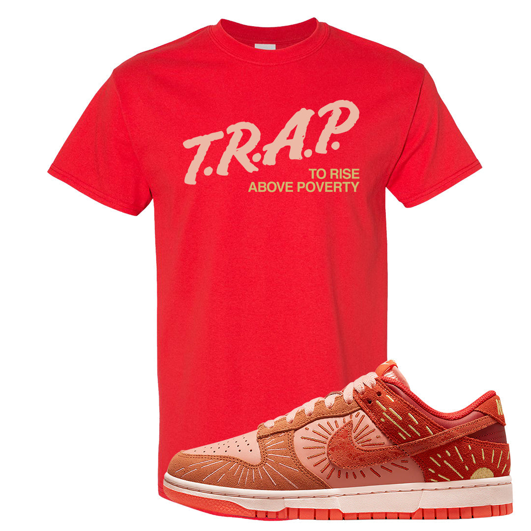 Solstice Low Dunks T Shirt | Trap To Rise Above Poverty, Red