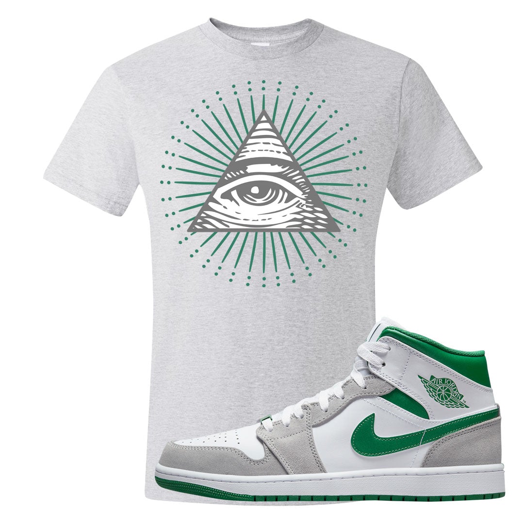 Light Smoke Pine Green Mid 1s T Shirt | All Seeing Eye, Ash