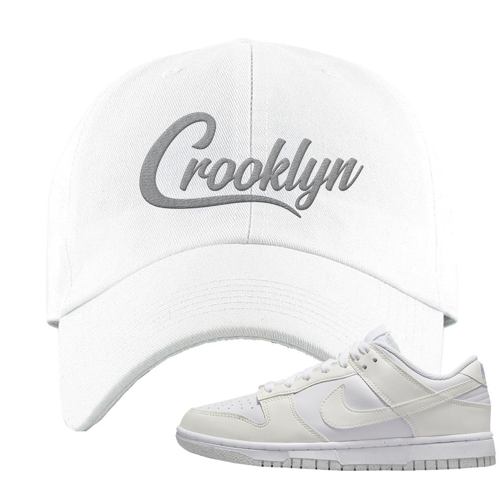 Move To Zero White Low Dunks Dad Hat | Crooklyn, White