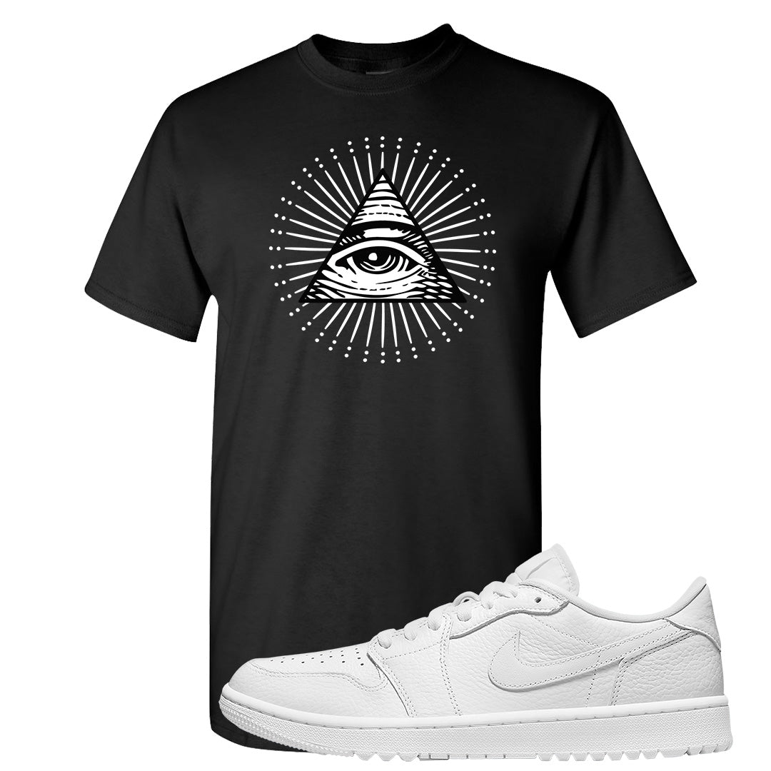 Triple White Golf Low 1s T Shirt | All Seeing Eye, Black