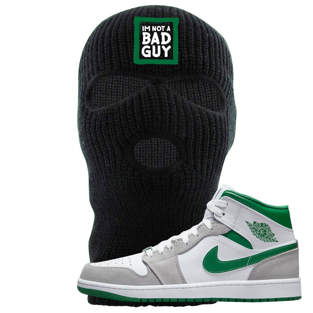 Light Smoke Pine Green Mid 1s Ski Mask | I'm Not A Bad Guy, Black