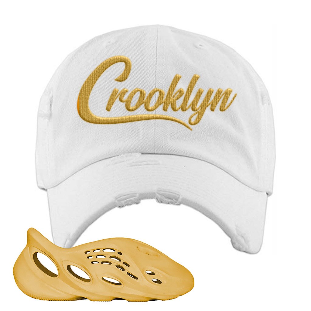 Yeezy Foam Runner Ochre Distressed Dad Hat | Crooklyn, White